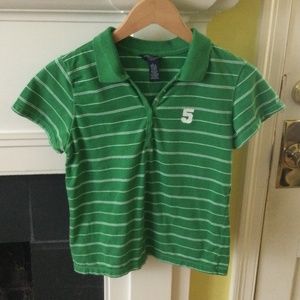 Vintage American Eagle Striped Stretch Polo Short Sleeve Green - Sz Large